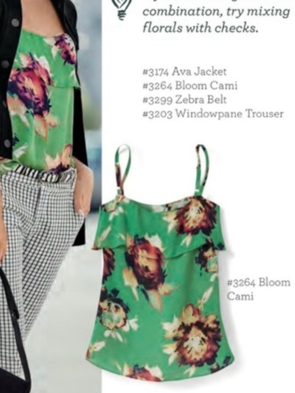 Cabi Bloom Cami Floral Ruffle Tank Top - Green